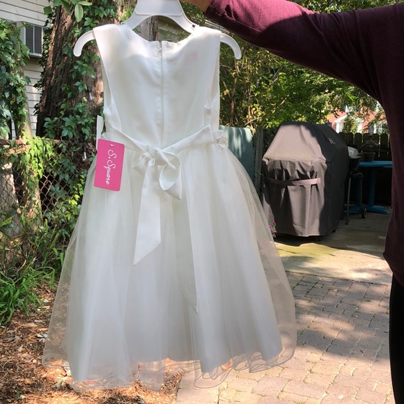 Girls White Tulle Flower Girl Dress NWT - Picture 2 of 4